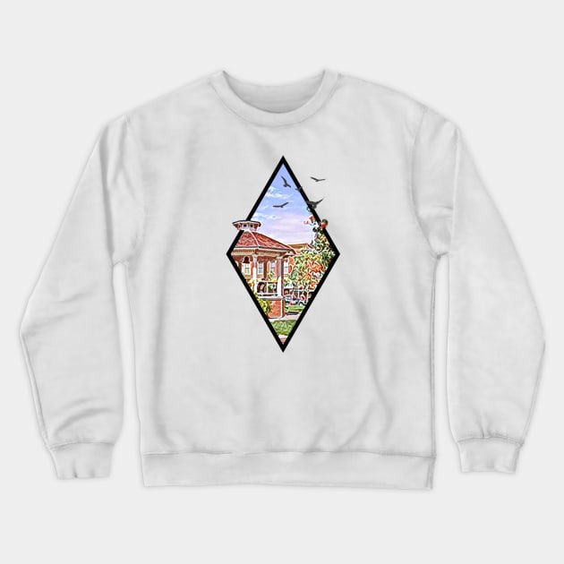 Town Square at Spring - Digital Art - Diamond Frame - White - Gilmore Crewneck Sweatshirt by Fenay-Designs